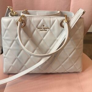 Kate Spade Carey Sullivan Quilted Satchel Tote – light Grey – Like New